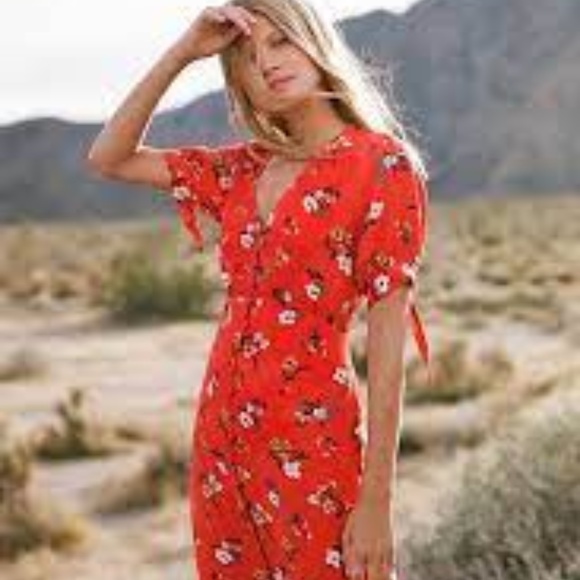 ANTHROPOLOGIE /Maeve floral V-neck rayon dress/tie sleeves/NWT/14 - Picture 2 of 7